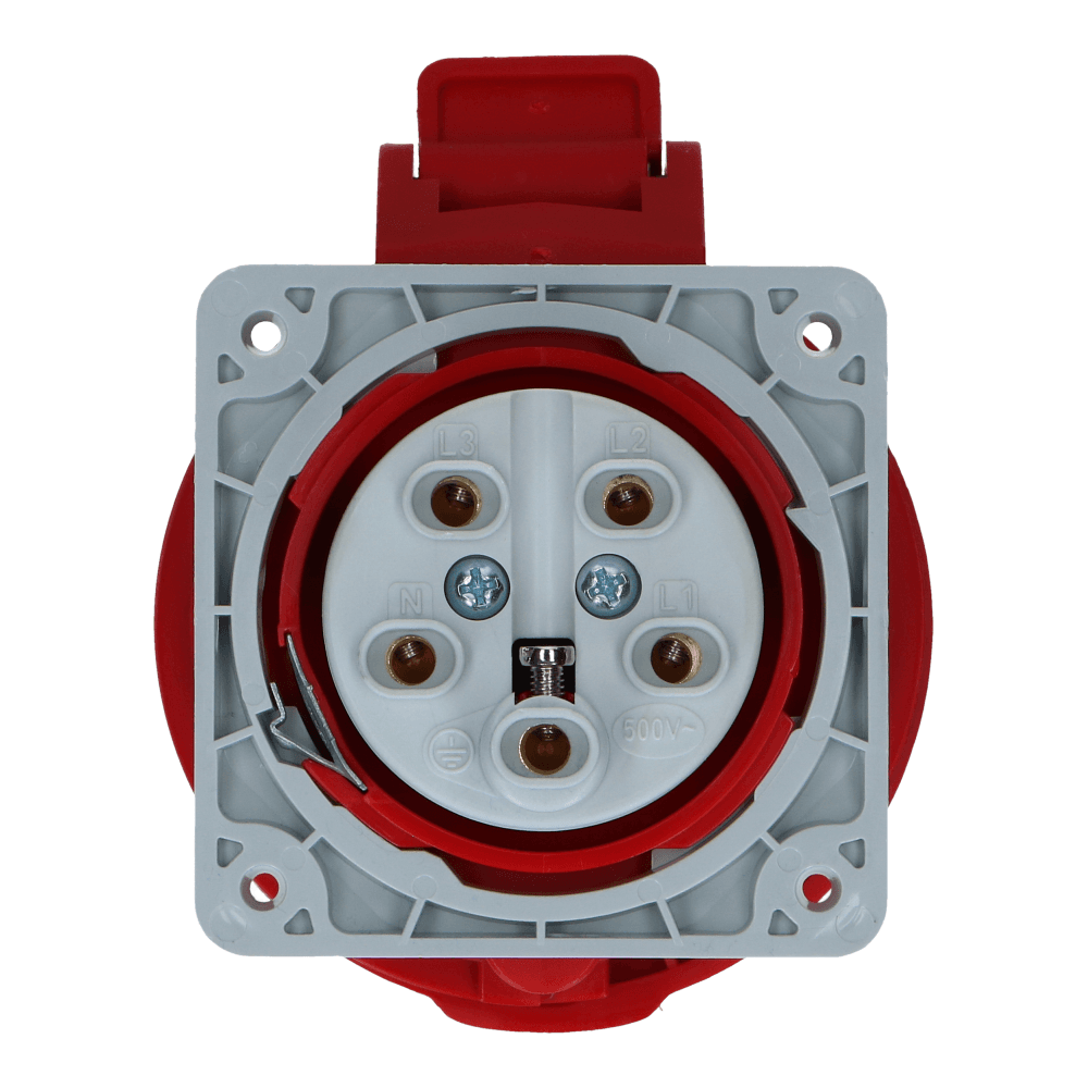 CEE female 5 polig 6H 32A IP54 inbouw wcd 380-415VAC recht CEE female 5 polig 6H 32A IP54 inbouw wcd 380-415VAC recht