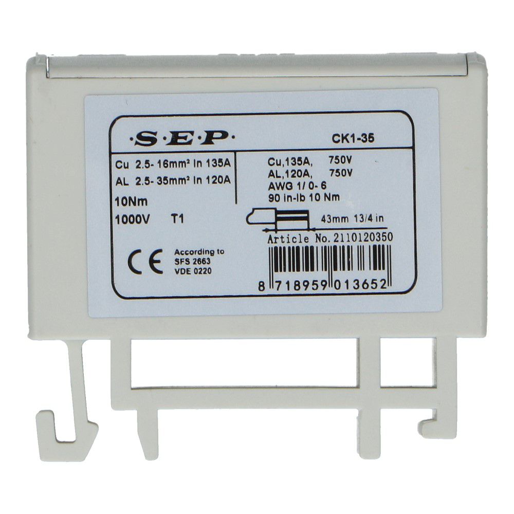Aansluitklem CK1 grijs 2.5mm² t/m 35mm² Aansluitklem CK1 grijs 2.5mm² t/m 35mm²