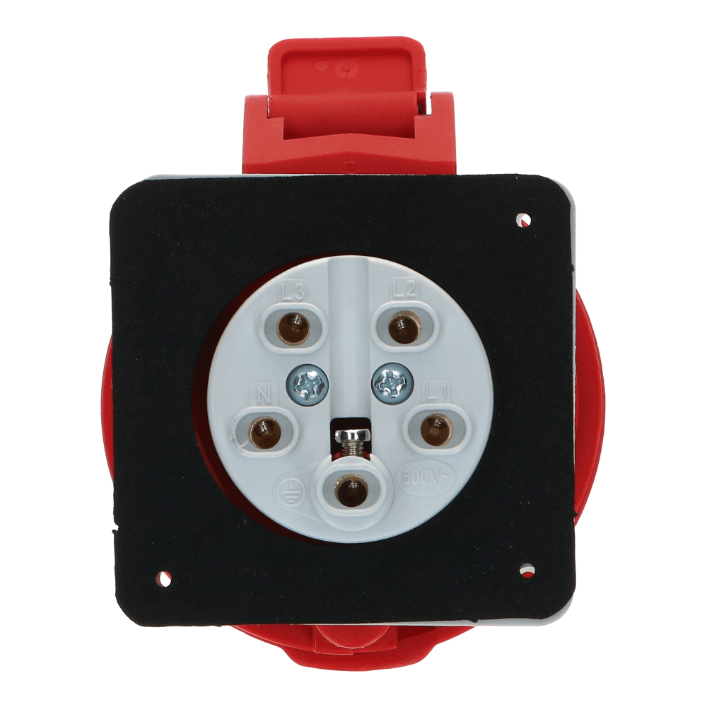 CEE female 5 polig 6H 32A IP54 inbouw wcd 380-415VAC recht CEE female 5 polig 6H 32A IP54 inbouw wcd 380-415VAC recht