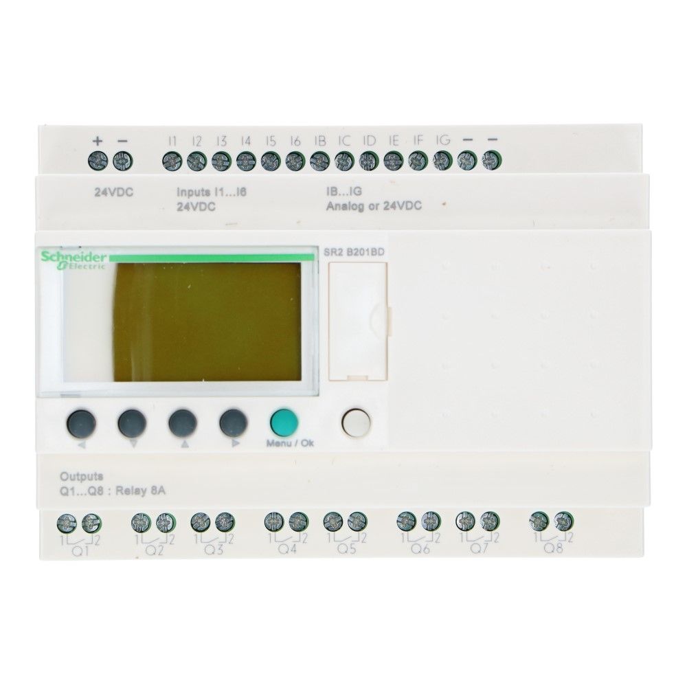 Zelio PLC met klok 20I-O 12in 8uit met scherm 24VDC Zelio PLC met klok 20I-O 12in 8uit met scherm 24VDC