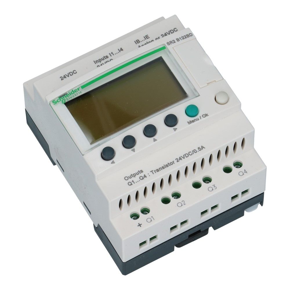 Zelio PLC met klok 12I-O 8in 4uit met scherm 24VDC SSR