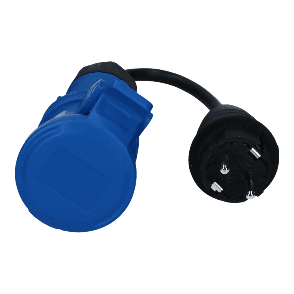 CEE female 3 polig 6H 16A Schuko male kabel 3x2.5mm² 0,25 meter IP54 H07RN-F CEE female 3 polig 6H 16A Schuko male kabel 3x2.5mm² 0,25 meter IP54 H07RN-F