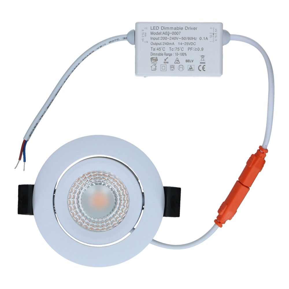 LED spot wit IP65 5W 450lm 2700k 84mm kantelbaar dimbaar LED spot wit IP65 5W 450lm 2700k 84mm kantelbaar dimbaar