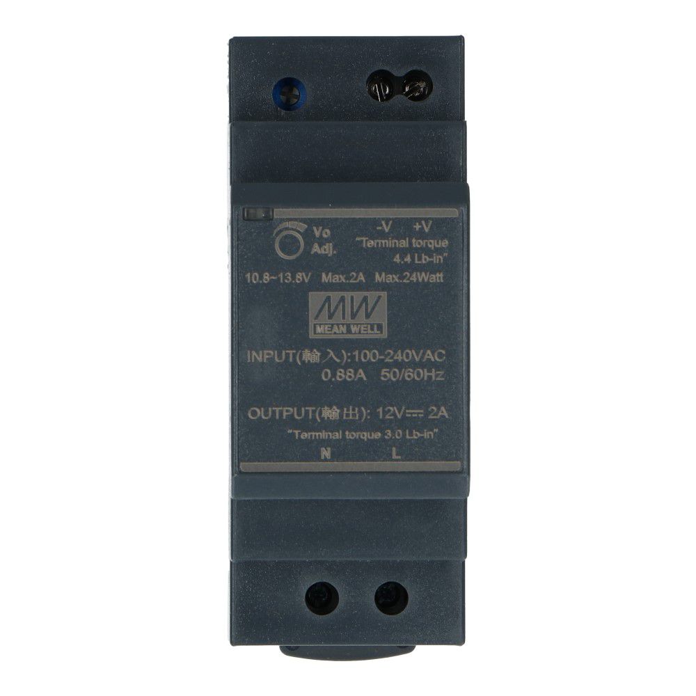 Voeding 12VDC 24W 2A dinrail ingang 85-264VAC Voeding 12VDC 24W 2A dinrail ingang 85-264VAC
