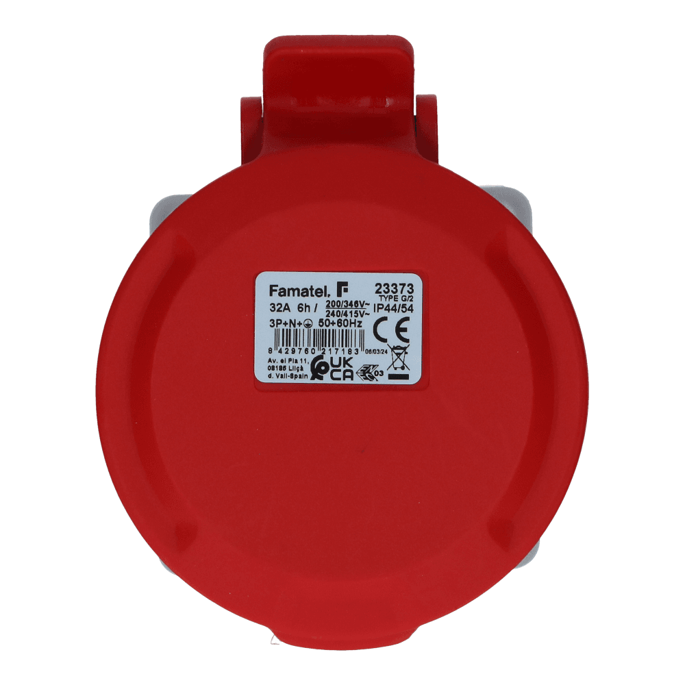 CEE female 5 polig 6H 32A IP54 inbouw wcd 380-415VAC recht CEE female 5 polig 6H 32A IP54 inbouw wcd 380-415VAC recht