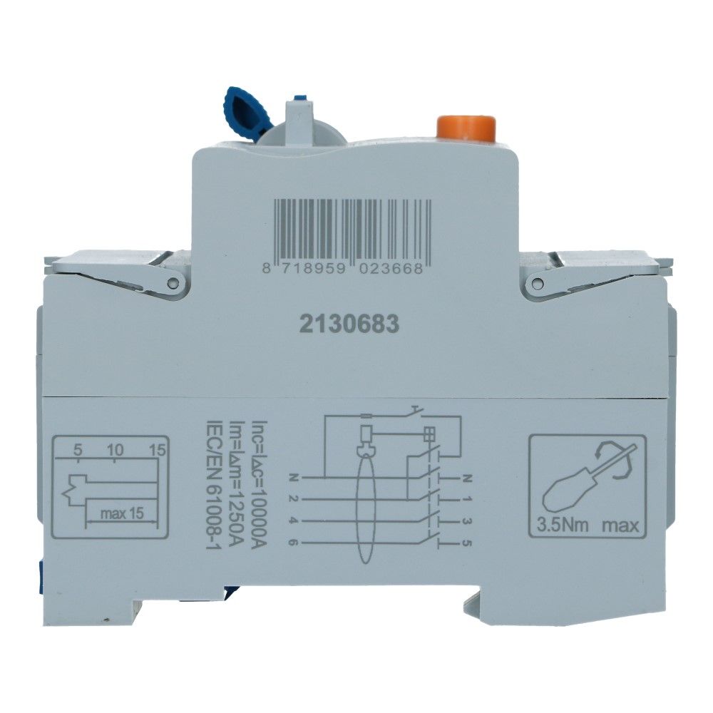 Aardlekschakelaar 40A 4 polig 30mA Type A 10kA RCD1 Aardlekschakelaar 40A 4 polig 30mA Type A 10kA RCD1