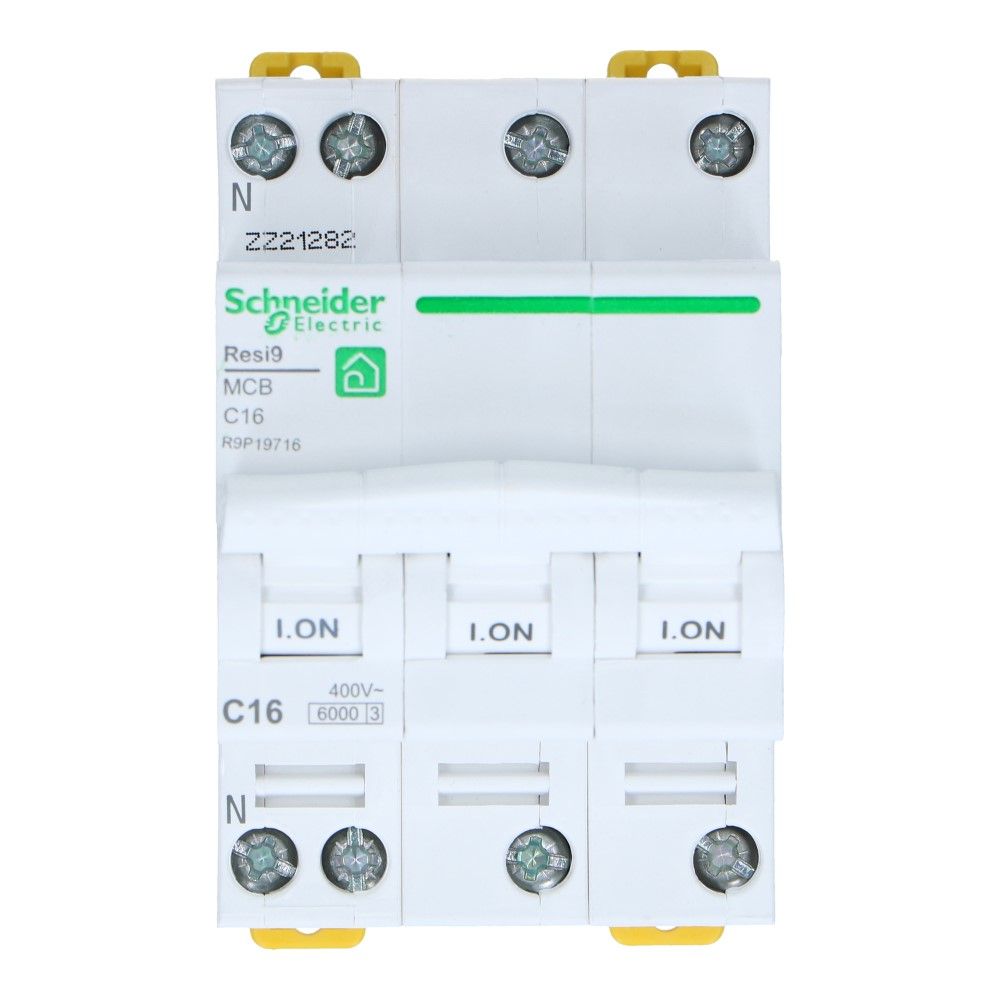 Installatieautomaat 3 polig + nul 16A kar C 6kA Resi9 Installatieautomaat 3 polig + nul 16A kar C 6kA Resi9