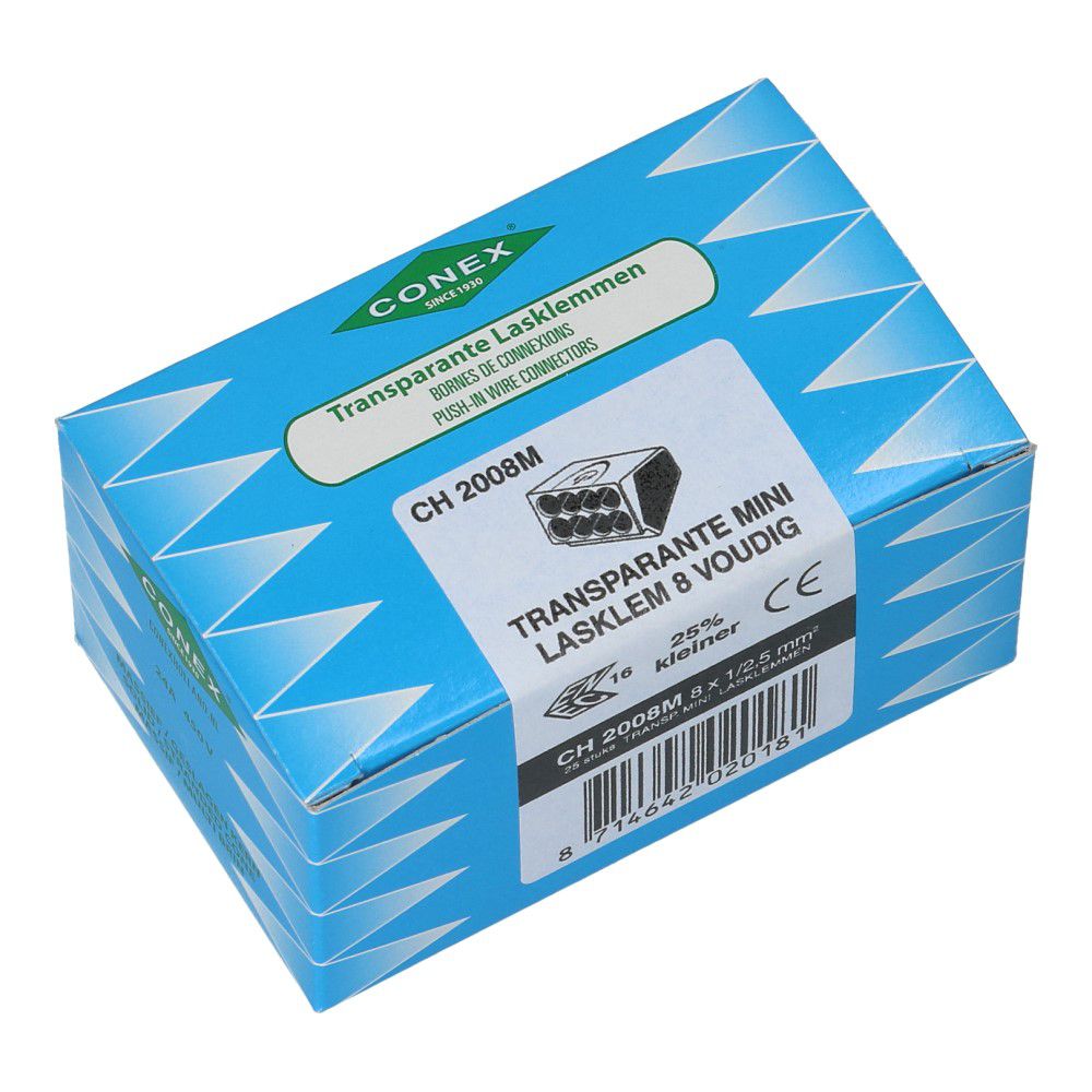 Lasklem 8 voudig 0.5-2.5mm² voor massief draad - 25 stuks Lasklem 8 voudig 0.5-2.5mm² voor massief draad - 25 stuks