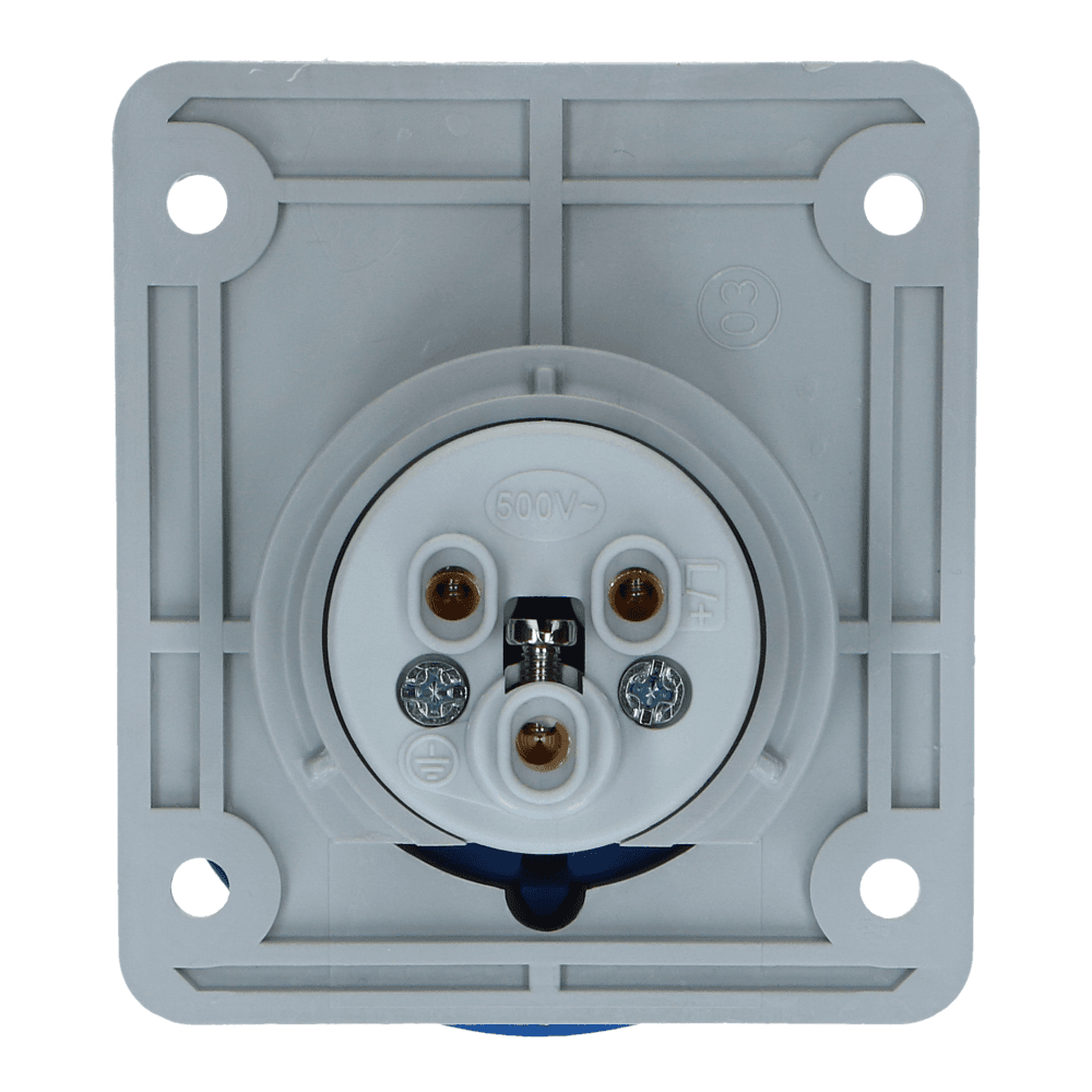 CEE female 3 polig 6H 16A IP67 inbouw wcd 220-240VAC CEE female 3 polig 6H 16A IP67 inbouw wcd 220-240VAC