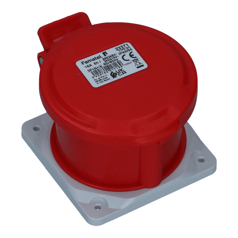 CEE female 5 polig 6H 16A IP54 inbouw wcd 380-415VAC recht CEE female 5 polig 6H 16A IP54 inbouw wcd 380-415VAC recht