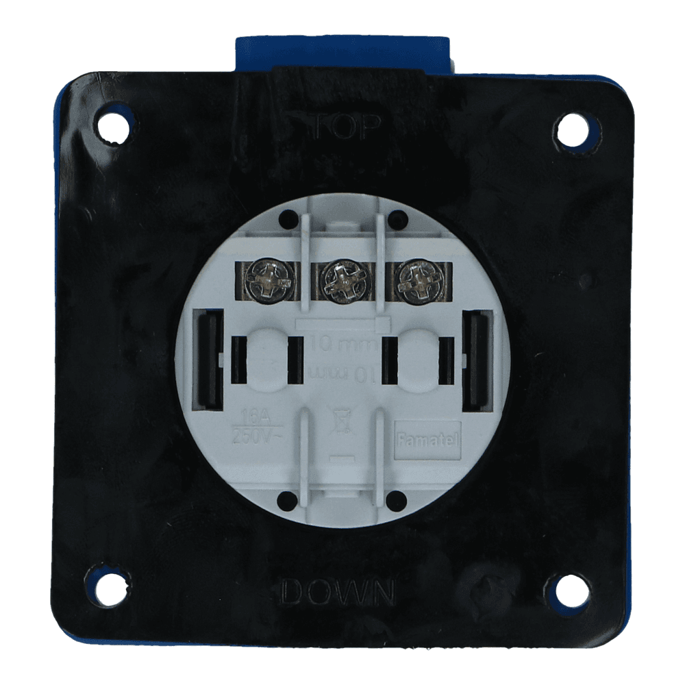 CEE schuko 3 polig 16A IP68 220-240VAC (75x75mm) CEE schuko 3 polig 16A IP68 220-240VAC (75x75mm)