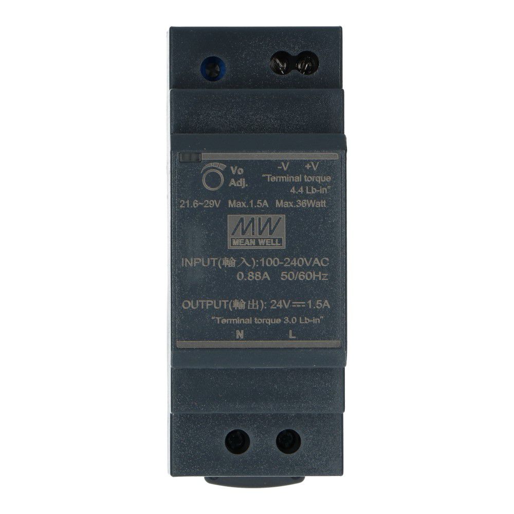 Voeding 24VDC 36W 1.5A dinrail ingang 85-264VAC Voeding 24VDC 36W 1.5A dinrail ingang 85-264VAC