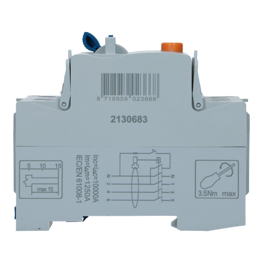 Aardlekschakelaar 40A 4 polig 30mA Type A 10kA RCD1 Aardlekschakelaar 40A 4 polig 30mA Type A 10kA RCD1