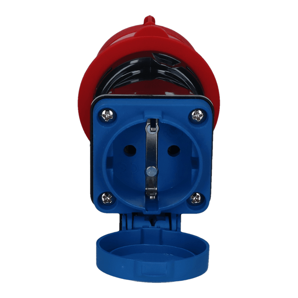 CEE adapter male 5 polig 6H 16A Schuko female IP54 CEE adapter male 5 polig 6H 16A Schuko female IP54