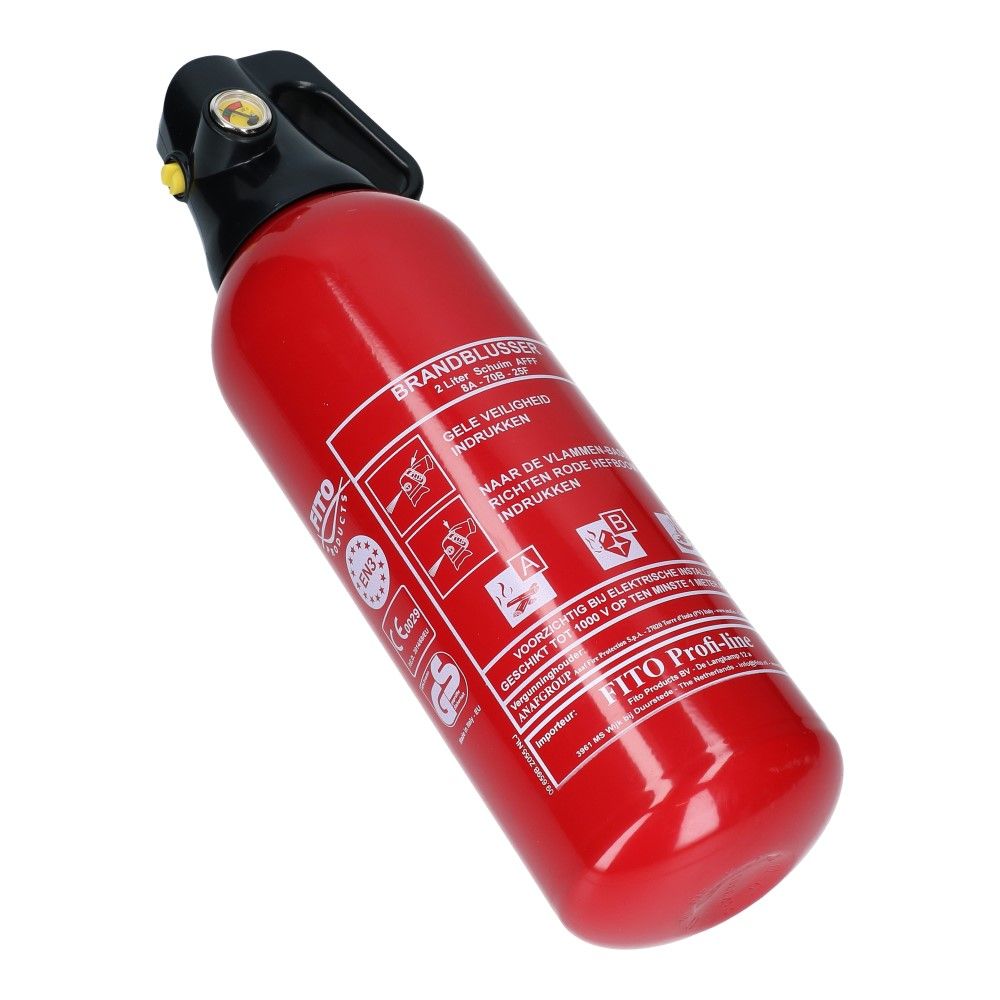 Schuimblusser aluminium cylinder met manometer klasse A B F incl muurbeugel 2 ltr Schuimblusser aluminium cylinder met manometer klasse A B F incl muurbeugel 2 ltr