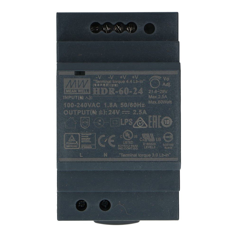 Voeding 24VDC 60W 2.5A dinrail ingang 85-264VAC Voeding 24VDC 60W 2.5A dinrail ingang 85-264VAC
