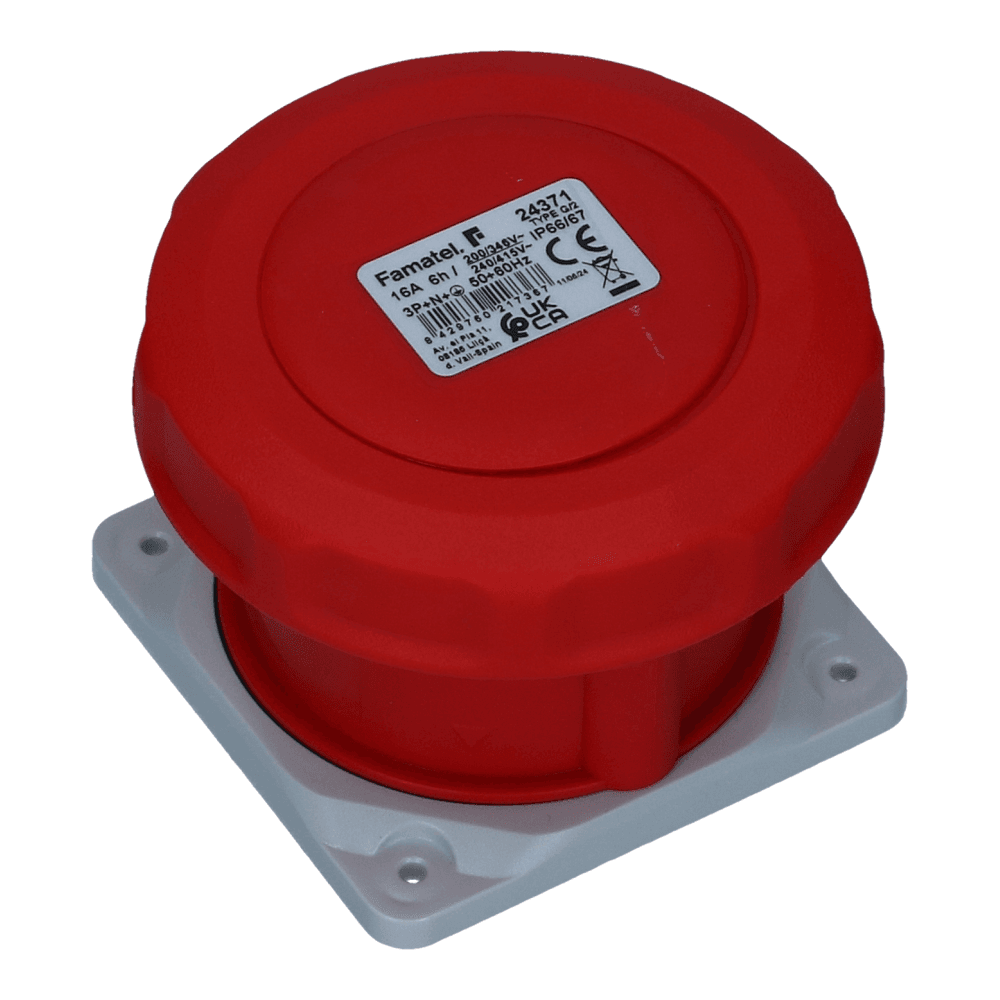 CEE female 5 polig 6H 16A IP67 inbouw wcd 380-415VAC recht CEE female 5 polig 6H 16A IP67 inbouw wcd 380-415VAC recht