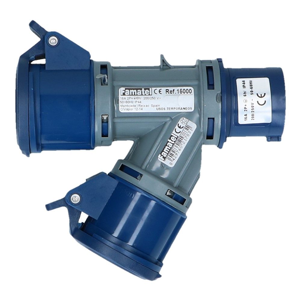 2 weg splitter 1x CEE naar 2xCEE 1p+n+e 16A 2 weg splitter 1x CEE naar 2xCEE 1p+n+e 16A