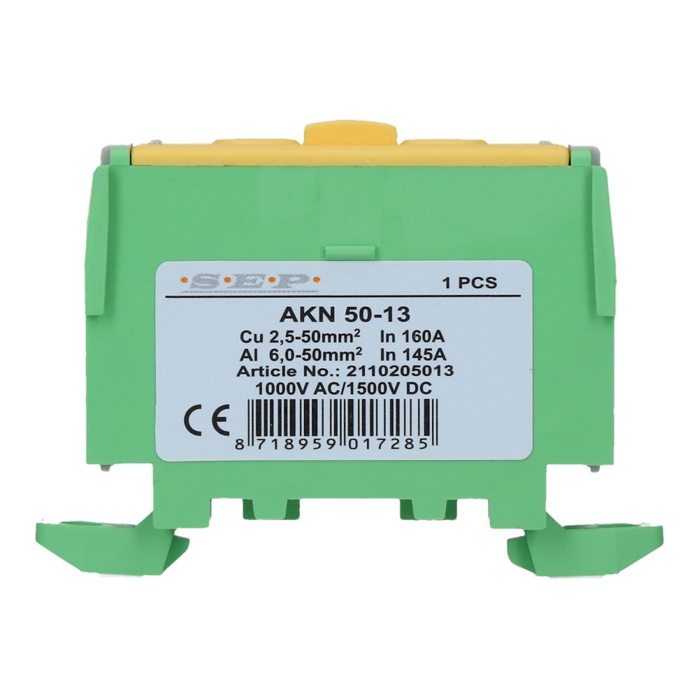 Aansluitklem AKN51 geel/groen 2.5mm² t/m 50mm² Aansluitklem AKN51 geel/groen 2.5mm² t/m 50mm²