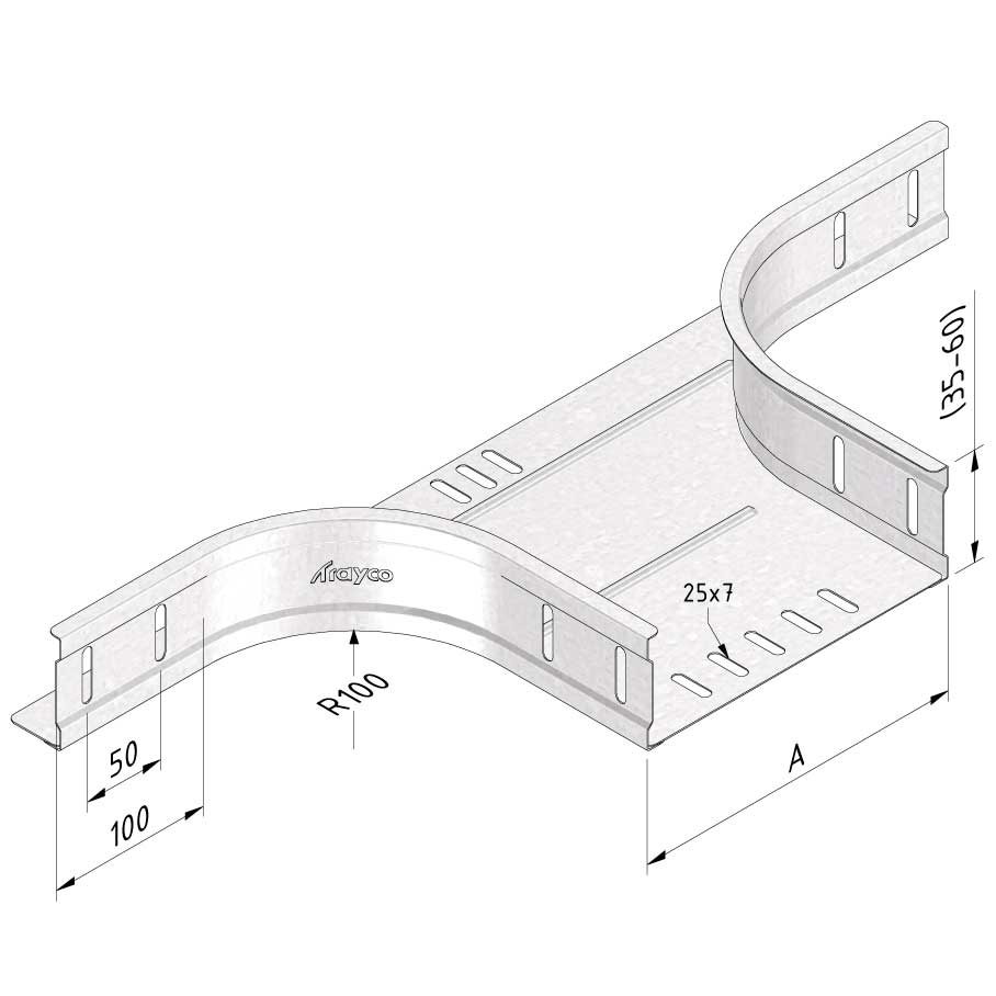Kabelgoot aftakstuk 100x60mm Sendzimir verzinkt Kabelgoot aftakstuk 100x60mm Sendzimir verzinkt