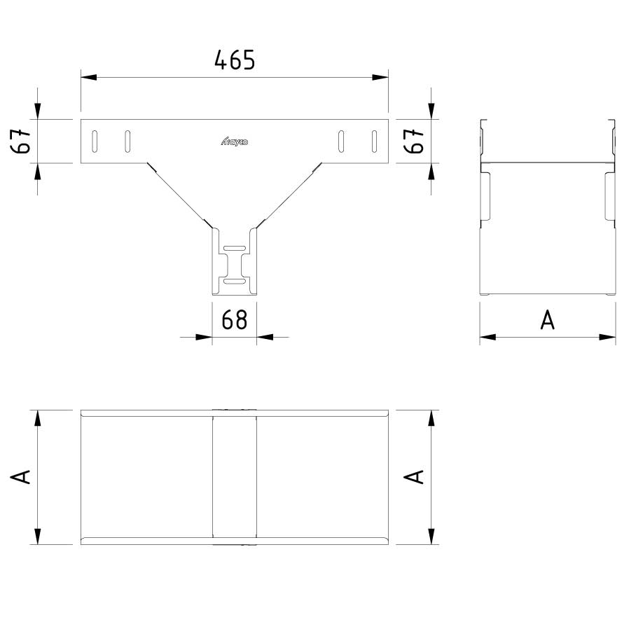 Kabelgoot aftakstuk verticaal 100x60mm Sendzimir verzinkt Kabelgoot aftakstuk verticaal 100x60mm Sendzimir verzinkt