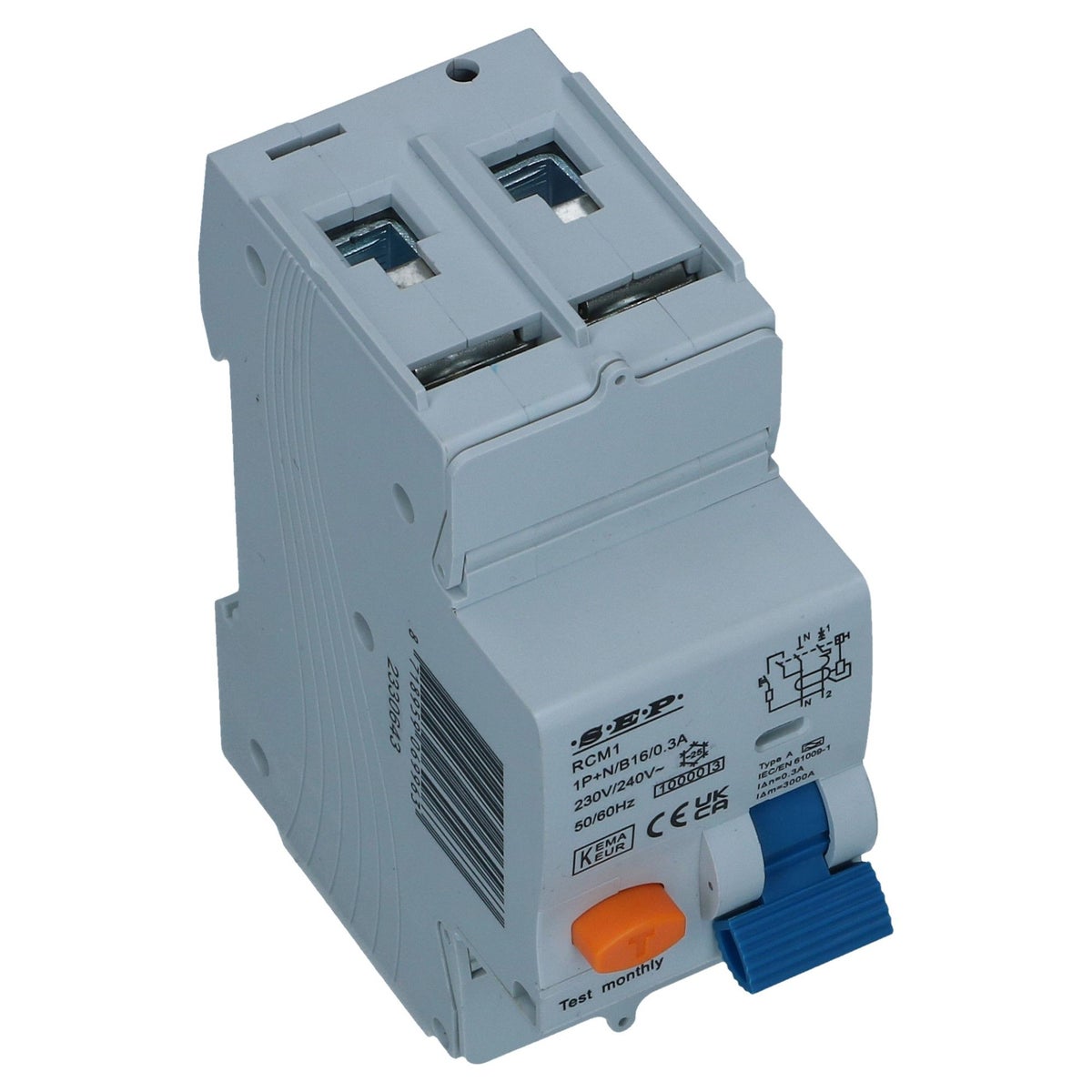 Aardlekautomaat B 50A 1 polig + nul 300mA 10kA RCM1 Aardlekautomaat B 50A 1 polig + nul 300mA 10kA RCM1