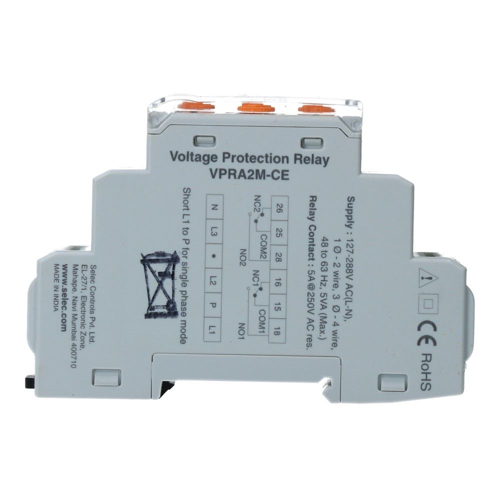 Spanningcontrole relais analoog 160-520VAC Spanningcontrole relais analoog 160-520VAC