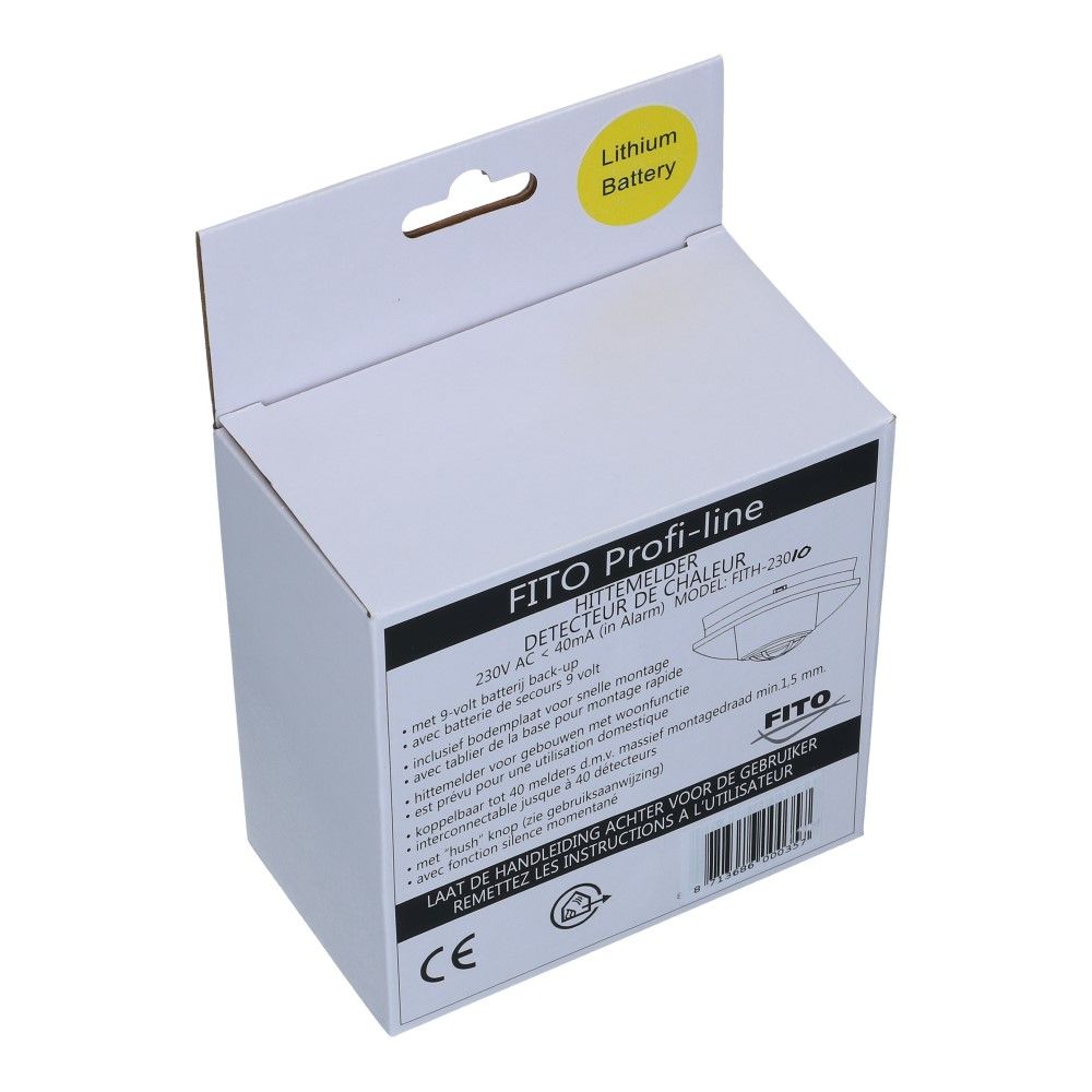 Hittemelder koppelbaar 230VAC met lithium backup Hittemelder koppelbaar 230VAC met lithium backup