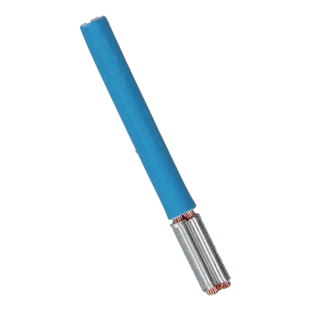 Montagedraad met vertind huls blauw 2.5mm² 90mm halogeenvrij 90°C Montagedraad met vertind huls blauw 2.5mm² 90mm halogeenvrij 90°C
