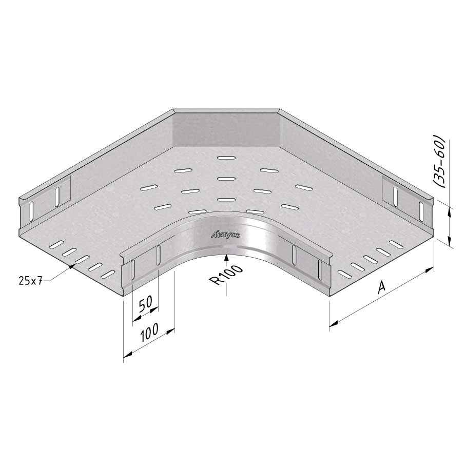 Kabelgoot bocht 90° 100x60mm Sendzimir verzinkt Kabelgoot bocht 90° 100x60mm Sendzimir verzinkt