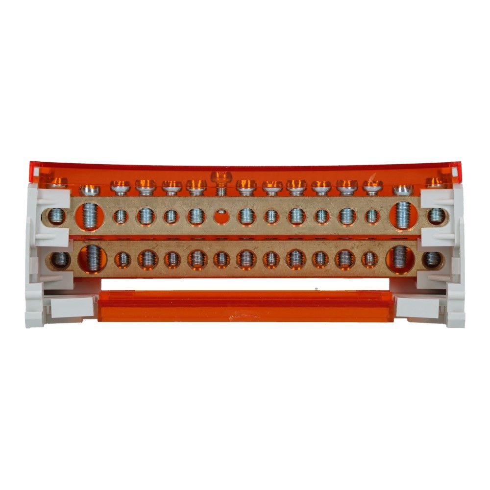 Verdeelblok BVT 100A 2 rijen 15 aansluitingen 500V AC/DC Verdeelblok BVT 100A 2 rijen 15 aansluitingen 500V AC/DC