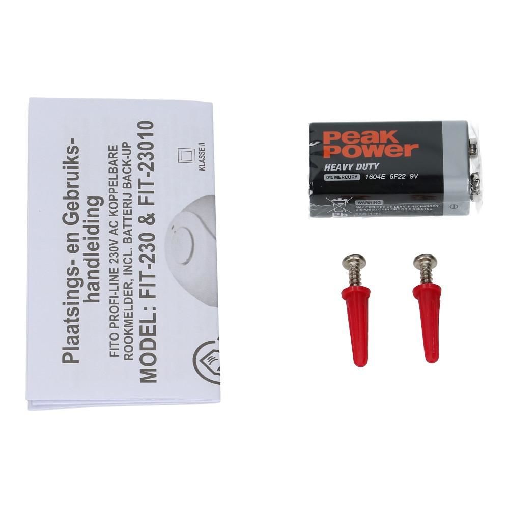 Optisch rookmelder koppelbaar 230VAC met 9V backup Optisch rookmelder koppelbaar 230VAC met 9V backup