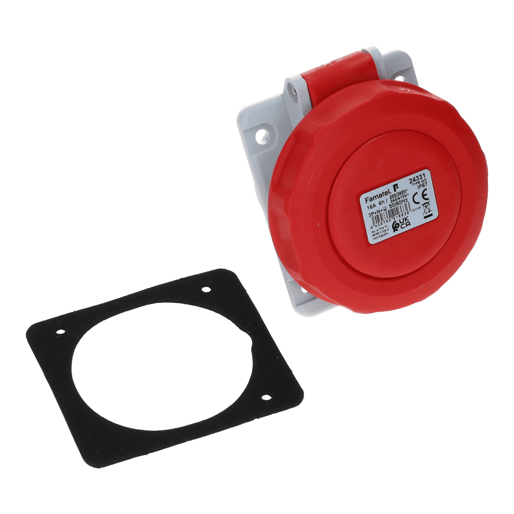 CEE female 5 polig 6H 16A IP67 inbouw wcd 380-415VAC CEE female 5 polig 6H 16A IP67 inbouw wcd 380-415VAC