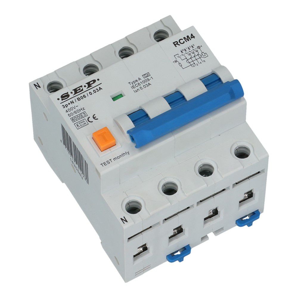Aardlekautomaat B 16A 3 polig + nul 30mA 6kA