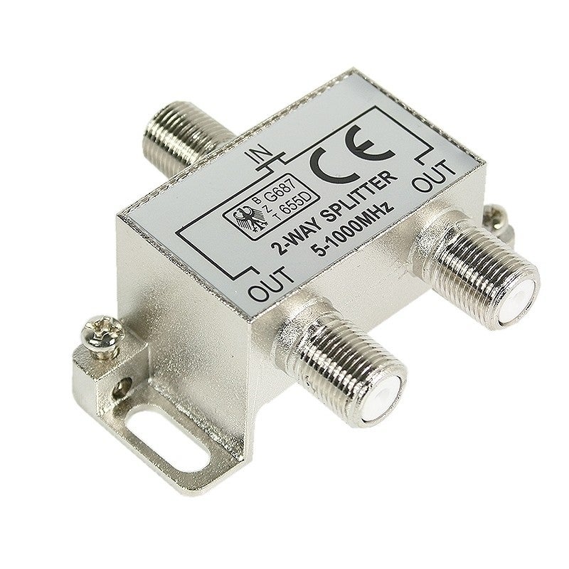 Coax verdeler 2 voudig f-connector retour geschikt