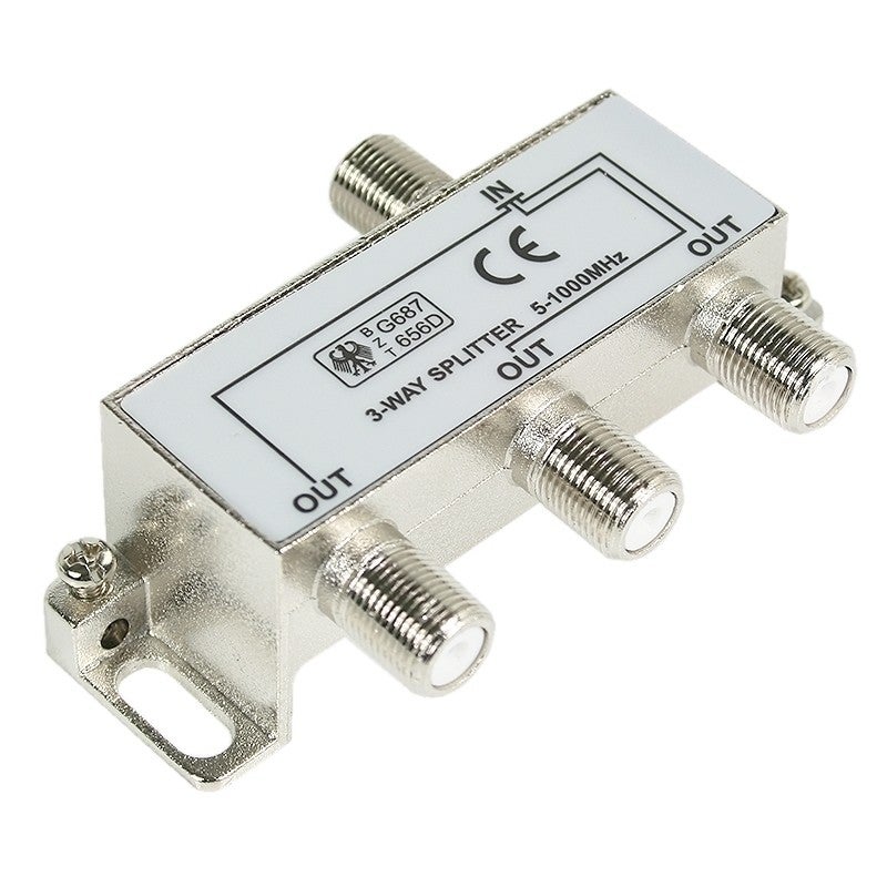 Coax verdeler 3 voudig f-connector retour geschikt