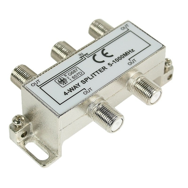 Coax verdeler 4 voudig f-connector retour geschikt