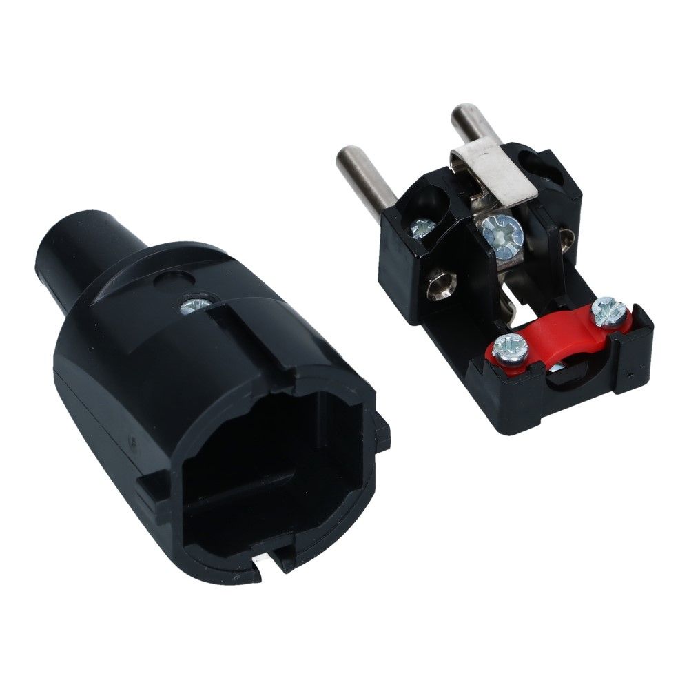 Stekker PVC zwart met pen-aarde Stekker PVC zwart met pen-aarde