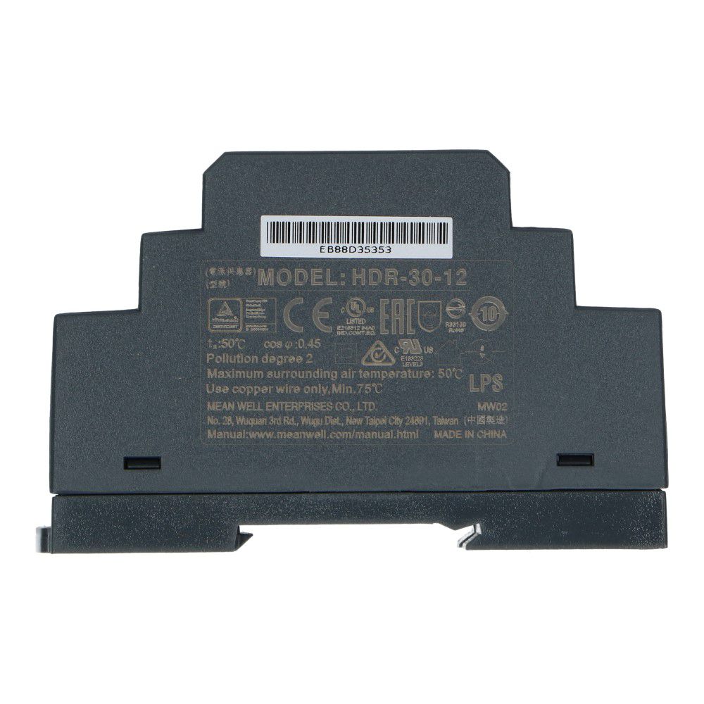 Voeding 12VDC 24W 2A dinrail ingang 85-264VAC Voeding 12VDC 24W 2A dinrail ingang 85-264VAC