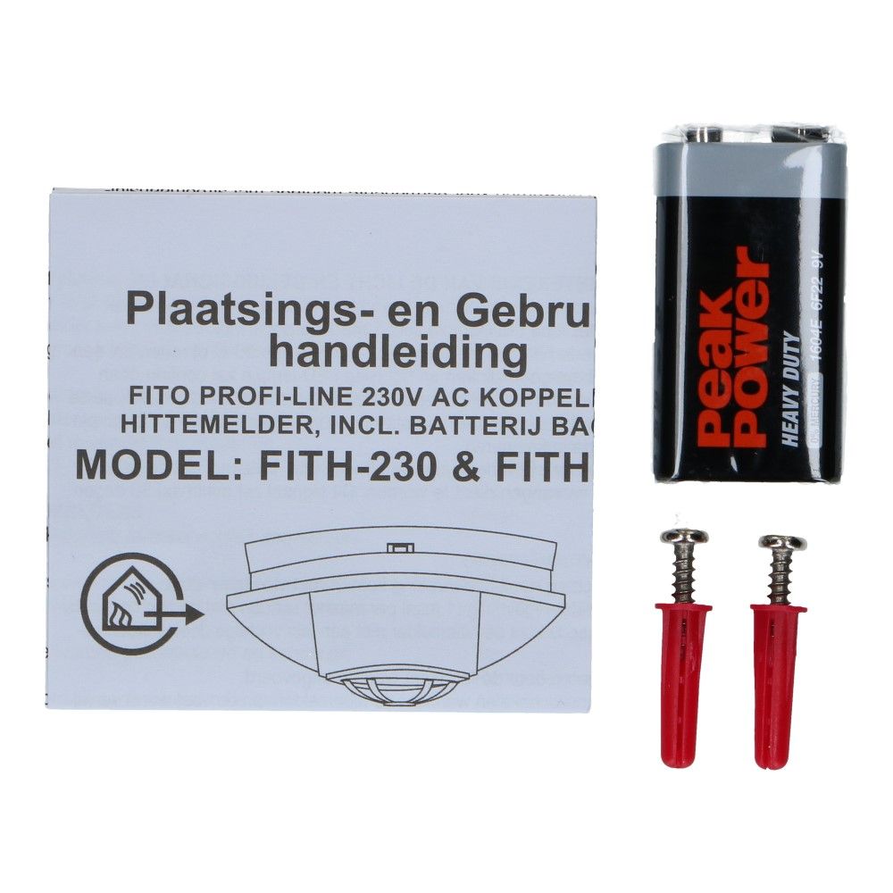 Hittemelder koppelbaar 230VAC met 9V backup Hittemelder koppelbaar 230VAC met 9V backup