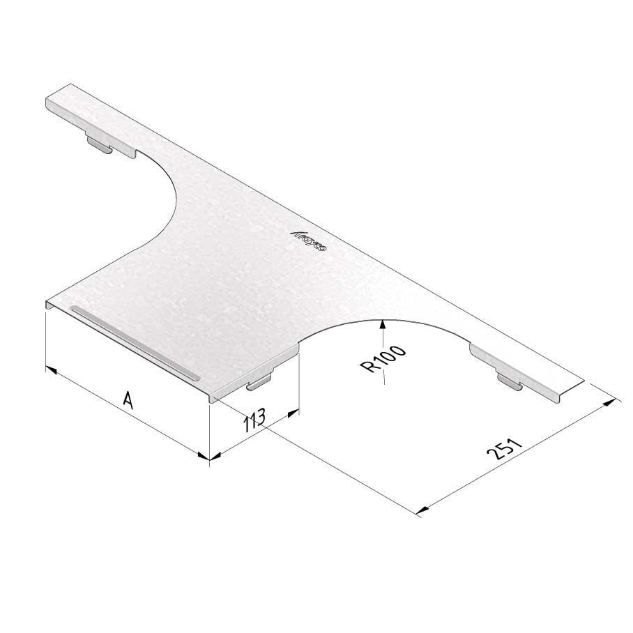 Kabelgoot deksel aftakstuk klikbaar 100x60mm Sendzimir verzinkt Kabelgoot deksel aftakstuk klikbaar 100x60mm Sendzimir verzinkt