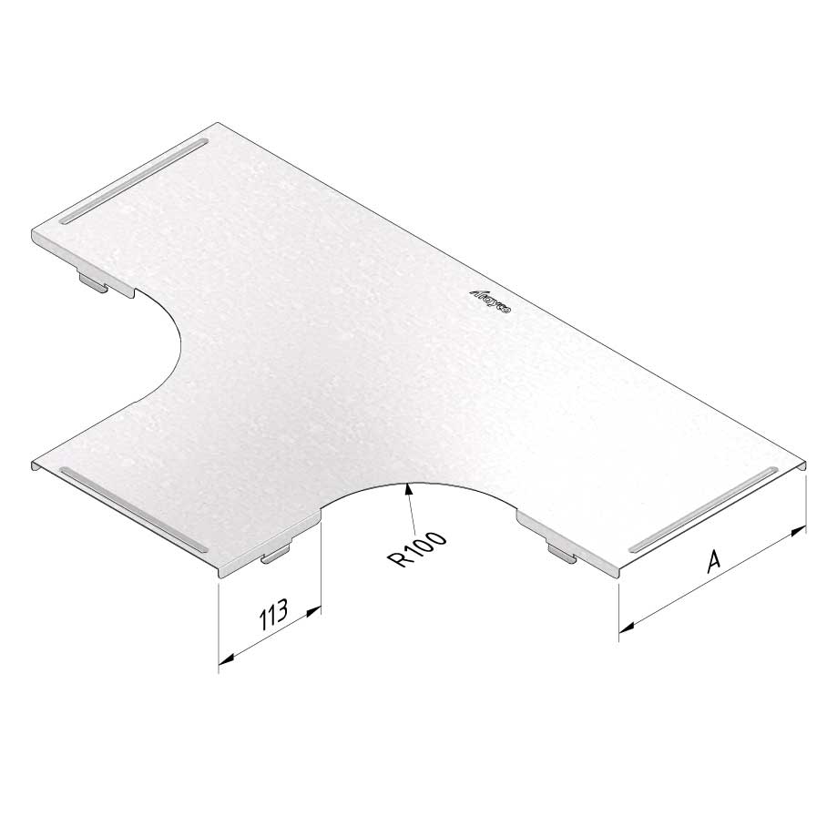 Kabelgoot deksel t-stuk klikbaar 100x60mm Sendzimir verzinkt Kabelgoot deksel t-stuk klikbaar 100x60mm Sendzimir verzinkt
