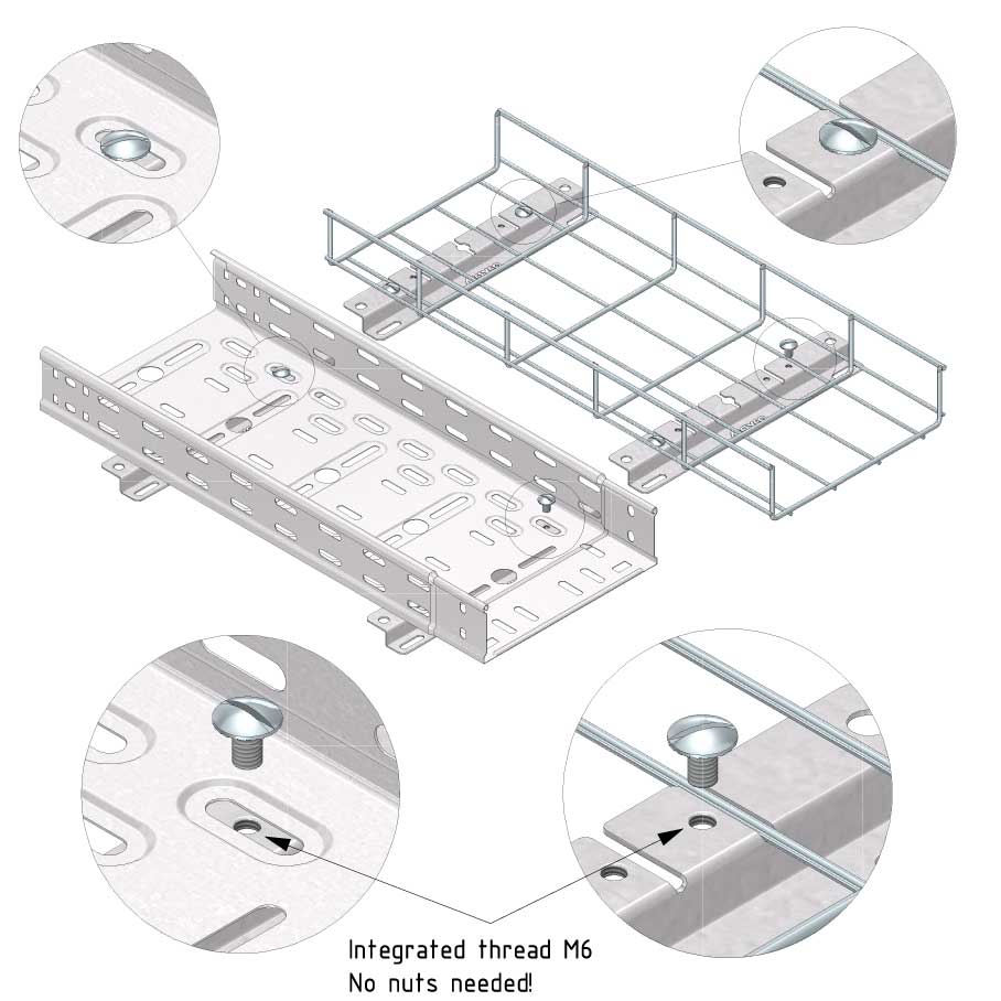 Draadgoot ophangbeugel vloer en wand voor 100mm breed Ultra Galva (UG) Draadgoot ophangbeugel vloer en wand voor 100mm breed Ultra Galva (UG)