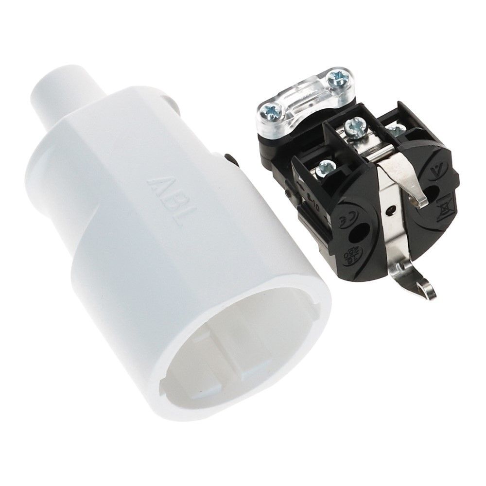Contrastekker PVC wit met randaarde Contrastekker PVC wit met randaarde