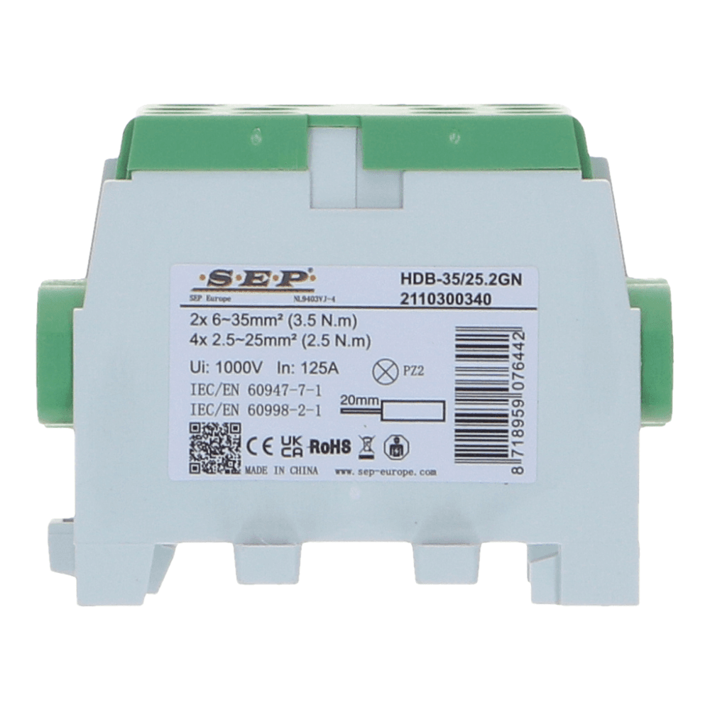 HLAK Hoofdkabel aftakklem 1x35mm²/2x25mm² groen HLAK Hoofdkabel aftakklem 1x35mm²/2x25mm² groen