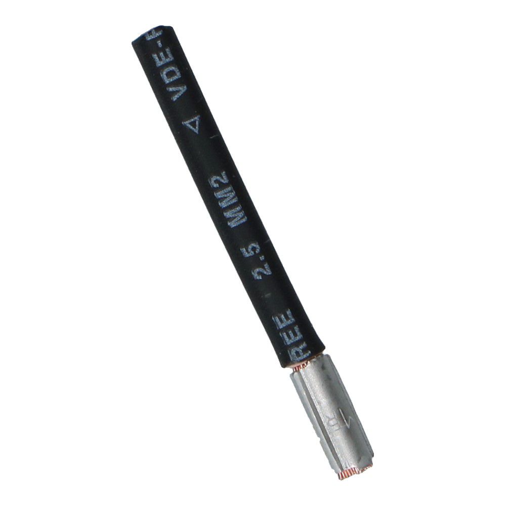 Montagedraad met vertind huls zwart 2.5mm² 110mm halogeenvrij 90°C  Montagedraad met vertind huls zwart 2.5mm² 110mm halogeenvrij 90°C
