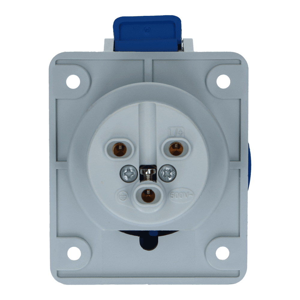 CEE female 3 polig 6H 32A IP54 inbouw wcd 220-240VAC CEE female 3 polig 6H 32A IP54 inbouw wcd 220-240VAC