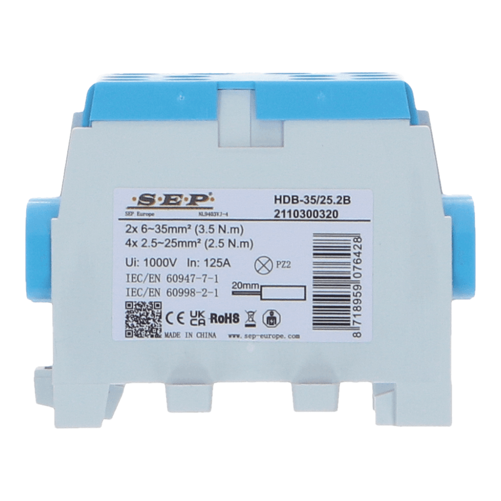 HLAK Hoofdkabel aftakklem 1x35mm²/2x25mm² blauw HLAK Hoofdkabel aftakklem 1x35mm²/2x25mm² blauw