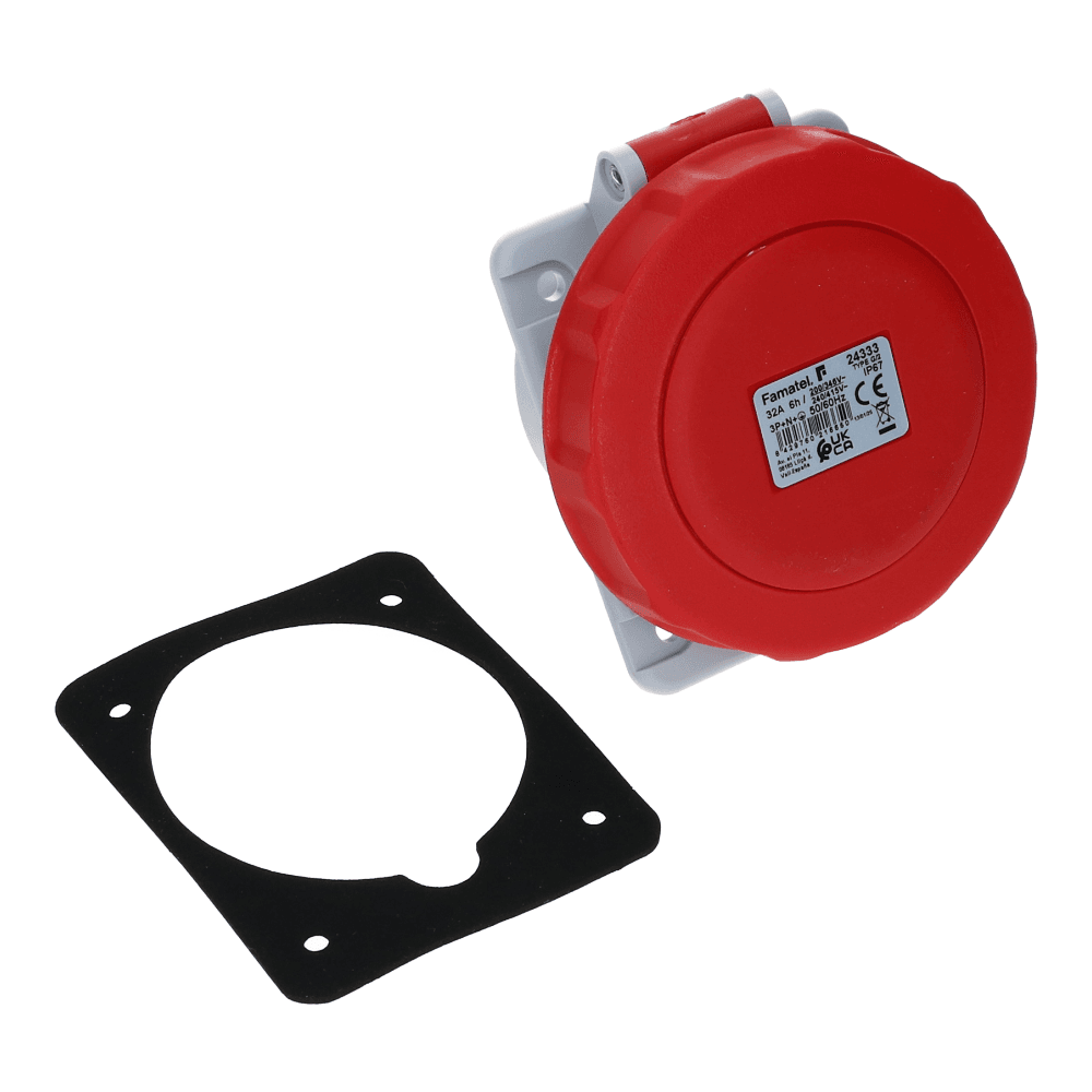 CEE female 5 polig 6H 32A IP67 inbouw wcd 380-415VAC CEE female 5 polig 6H 32A IP67 inbouw wcd 380-415VAC