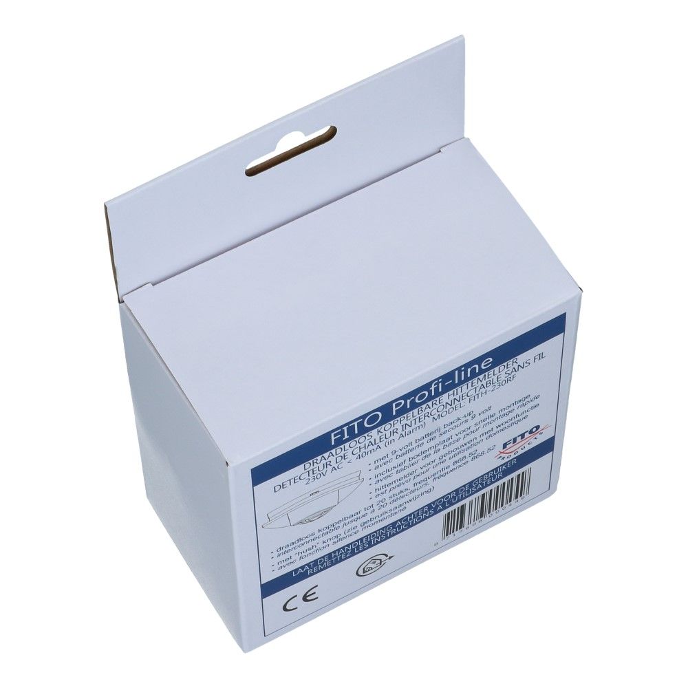 Hittemelder draadloos koppelbaar 230VAC met 9V backup Hittemelder draadloos koppelbaar 230VAC met 9V backup